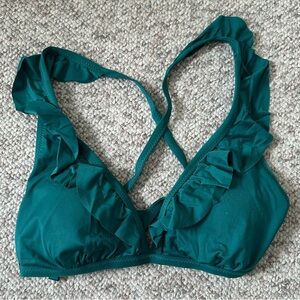 Shade & Shore Turquoise Ruffle Bikini Swim Top Size L
